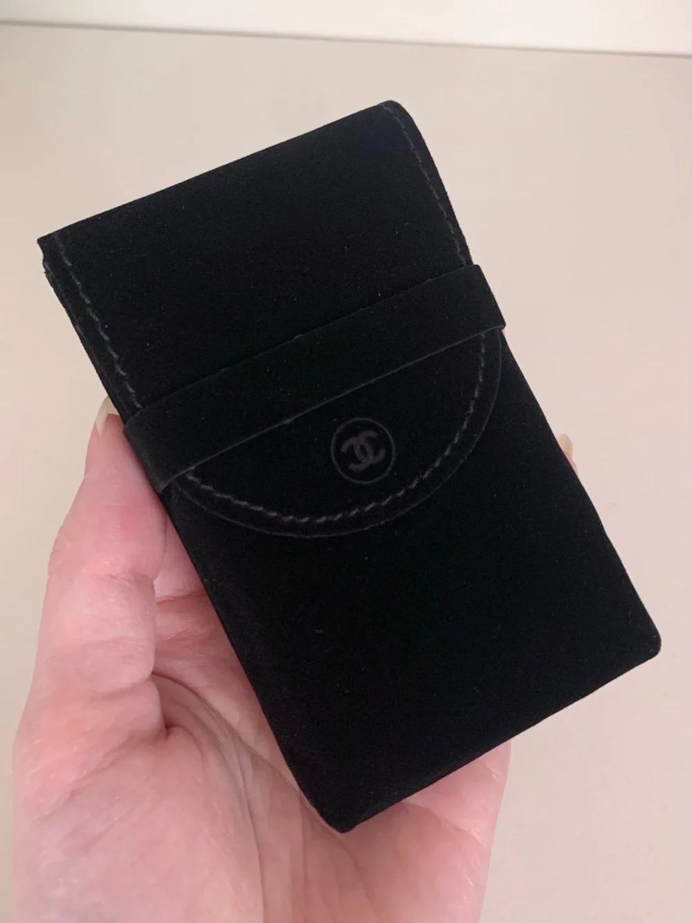 Chanel black velvet pouch case